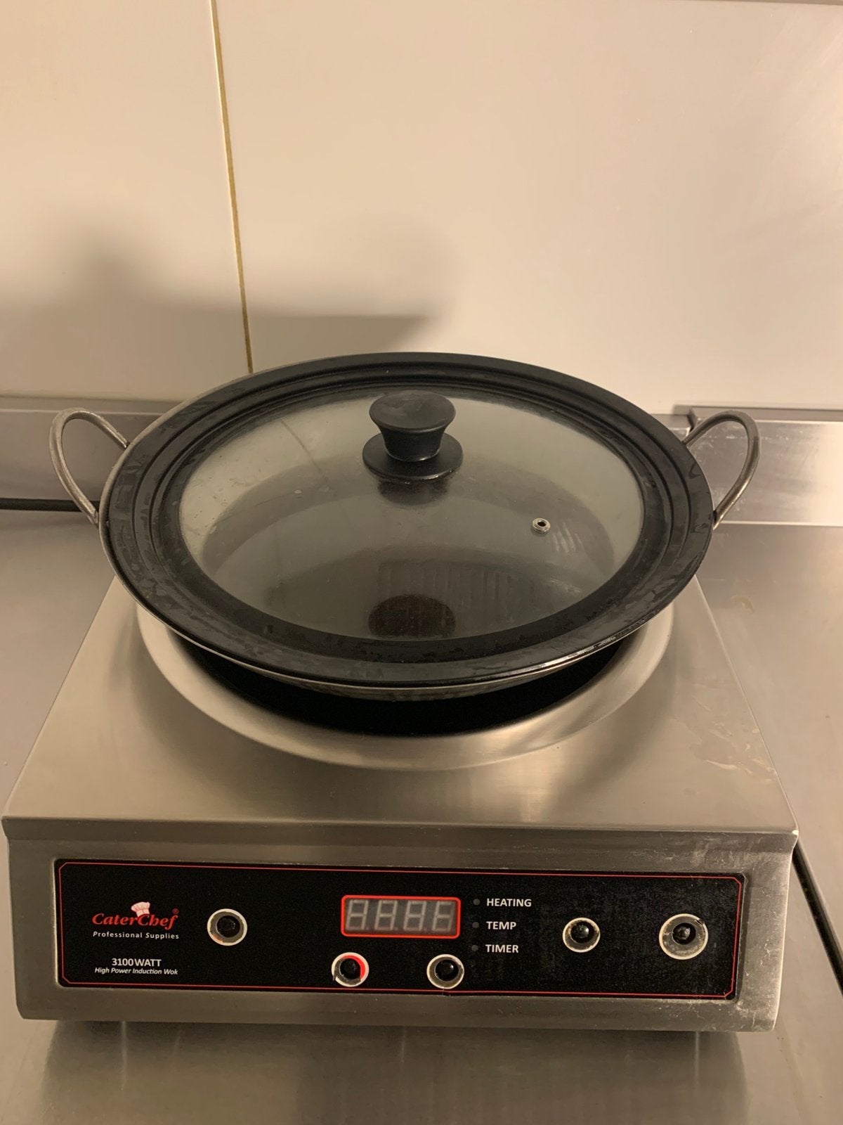 Nette professional Wok inductiekookplaat en kookpan 1,5 jr, Zo goed als nieuw, Inbouw, Inductie, 4 kookzones