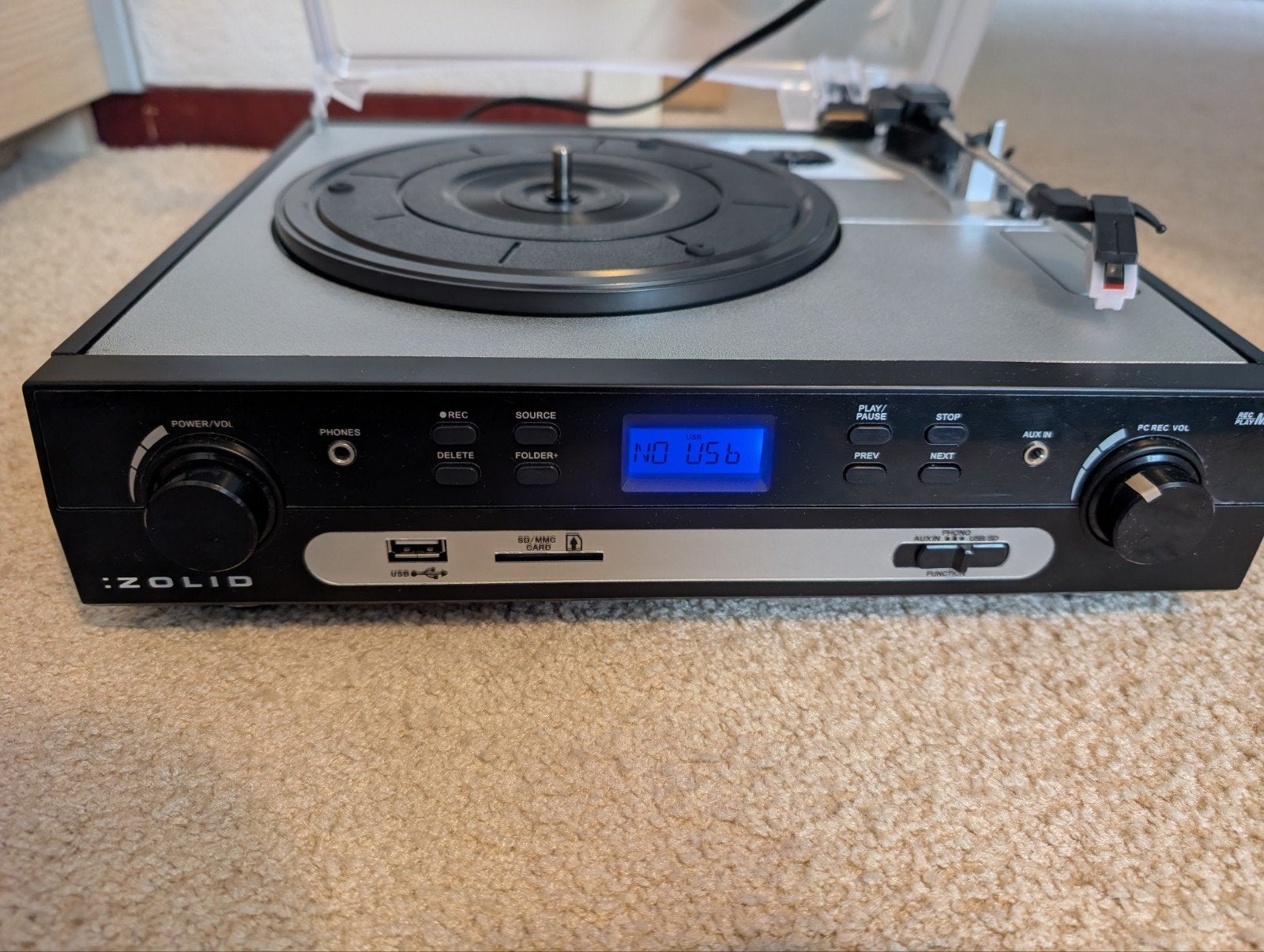 Zolid USB-platenspeler met MP3-conversie en SD-kaartlezer, Overige merken, Ophalen of Verzenden, Zo goed als nieuw, USB-aansluiting