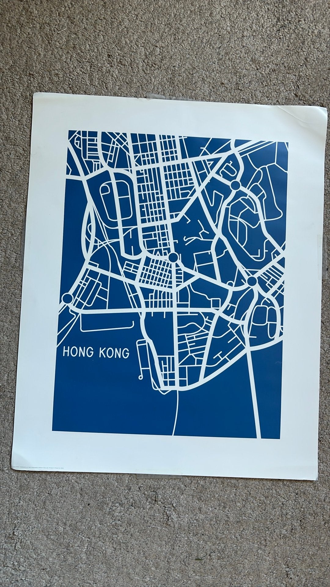 Miniposter Hong Kong street map, Ophalen of Verzenden, Gebruikt