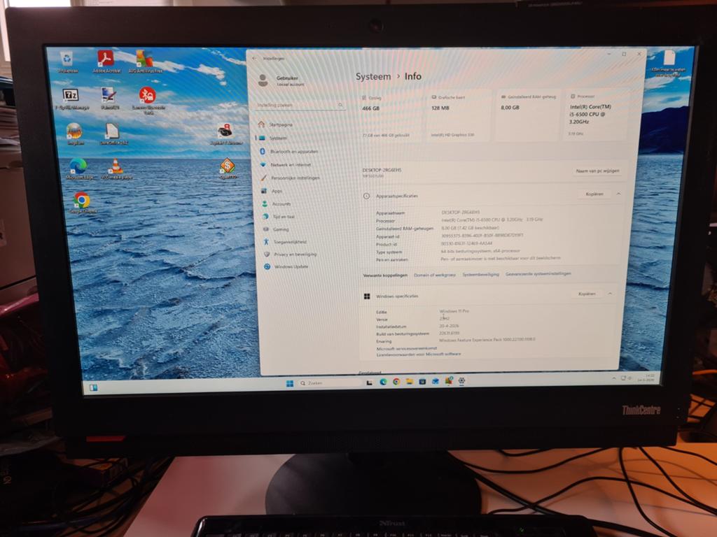 Lenovo ThinkCentre m900z All-in-One incl. Keyboard en muis, Computers en Software, Desktop Pc's, Gebruikt, 3 tot 4 Ghz, HDD, 8 GB