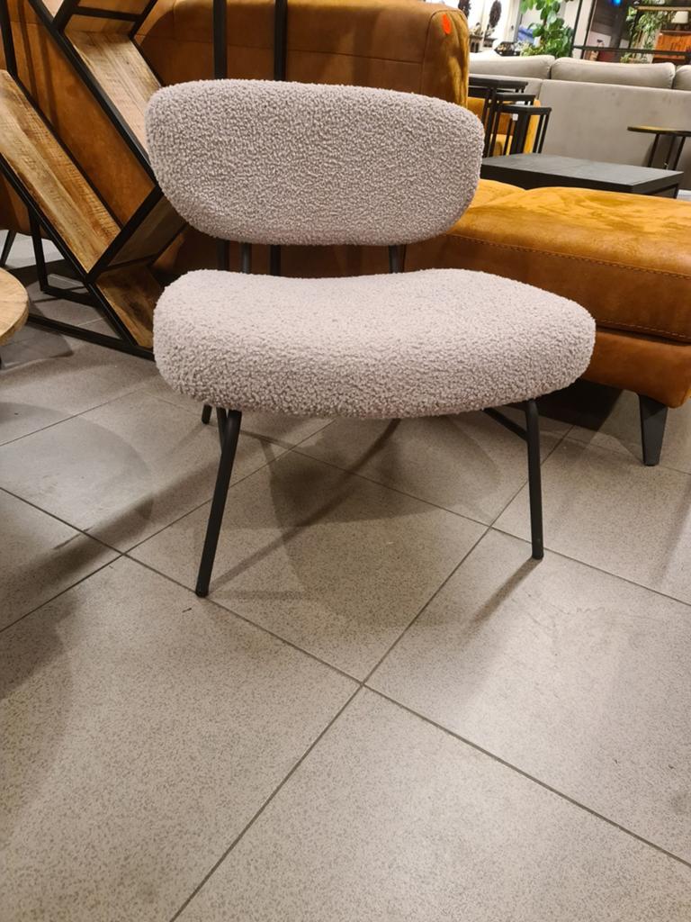 Nieuwe fauteuil beige grijs soft boucle teddystof €120, Huis en Inrichting, Fauteuils, Ophalen, Industrieel landelijk barok brocante koloniaal boheems vintage