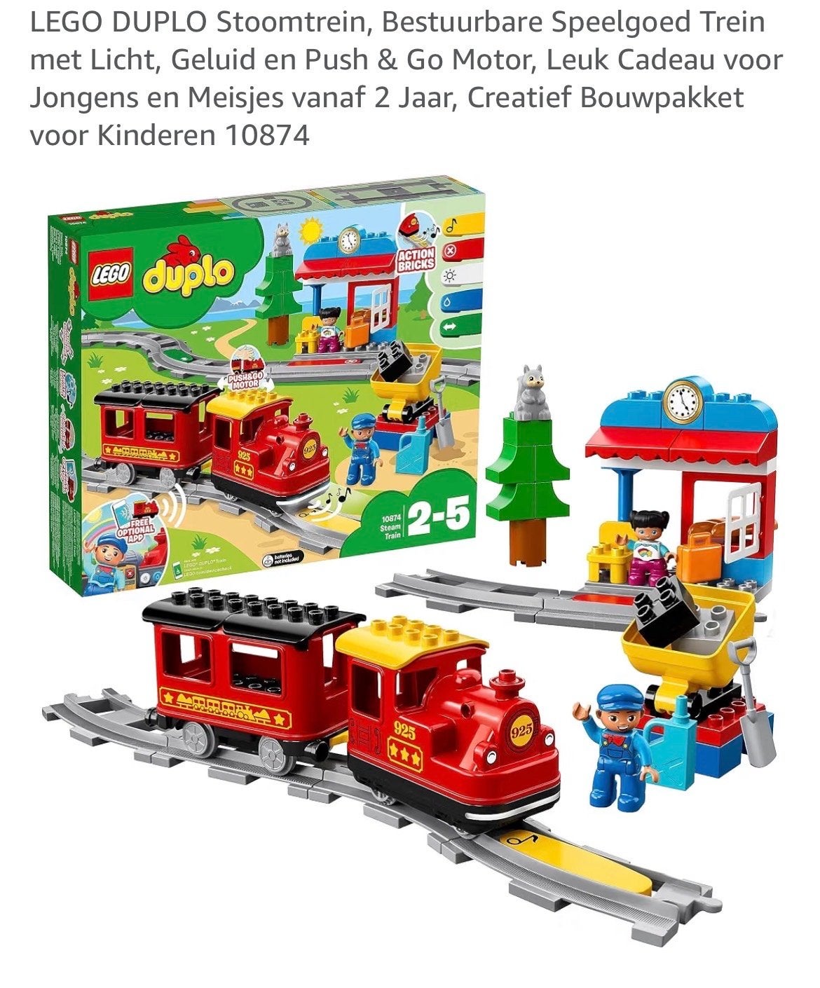 LEGO DUPLO Stoomtrein 10874 met rails en accessoires, Inclusief minifiguren, Gebruikt, Ophalen of Verzenden, Duplo