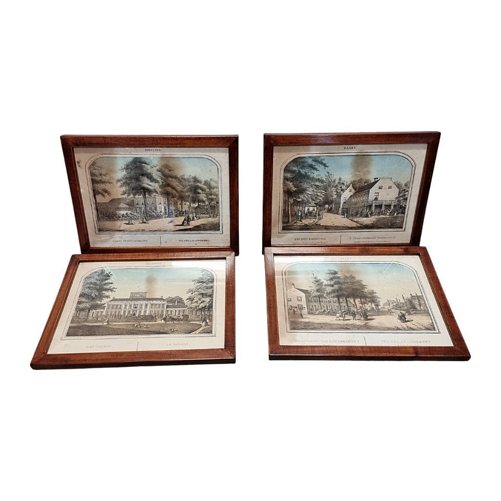 Antieke lithografieën van Baarn, Antiek en Kunst, Kunst | Litho's en Zeefdrukken, Ingelijst, Overige onderwerpen, Ophalen of Verzenden