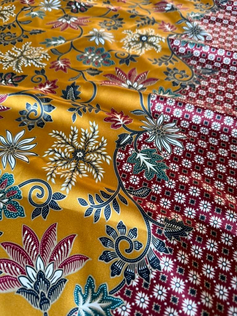 Stof met batik motief 165x105 cm, Hobby en Vrije tijd, Ophalen, Geel, Zo goed als nieuw, 30 tot 120 cm