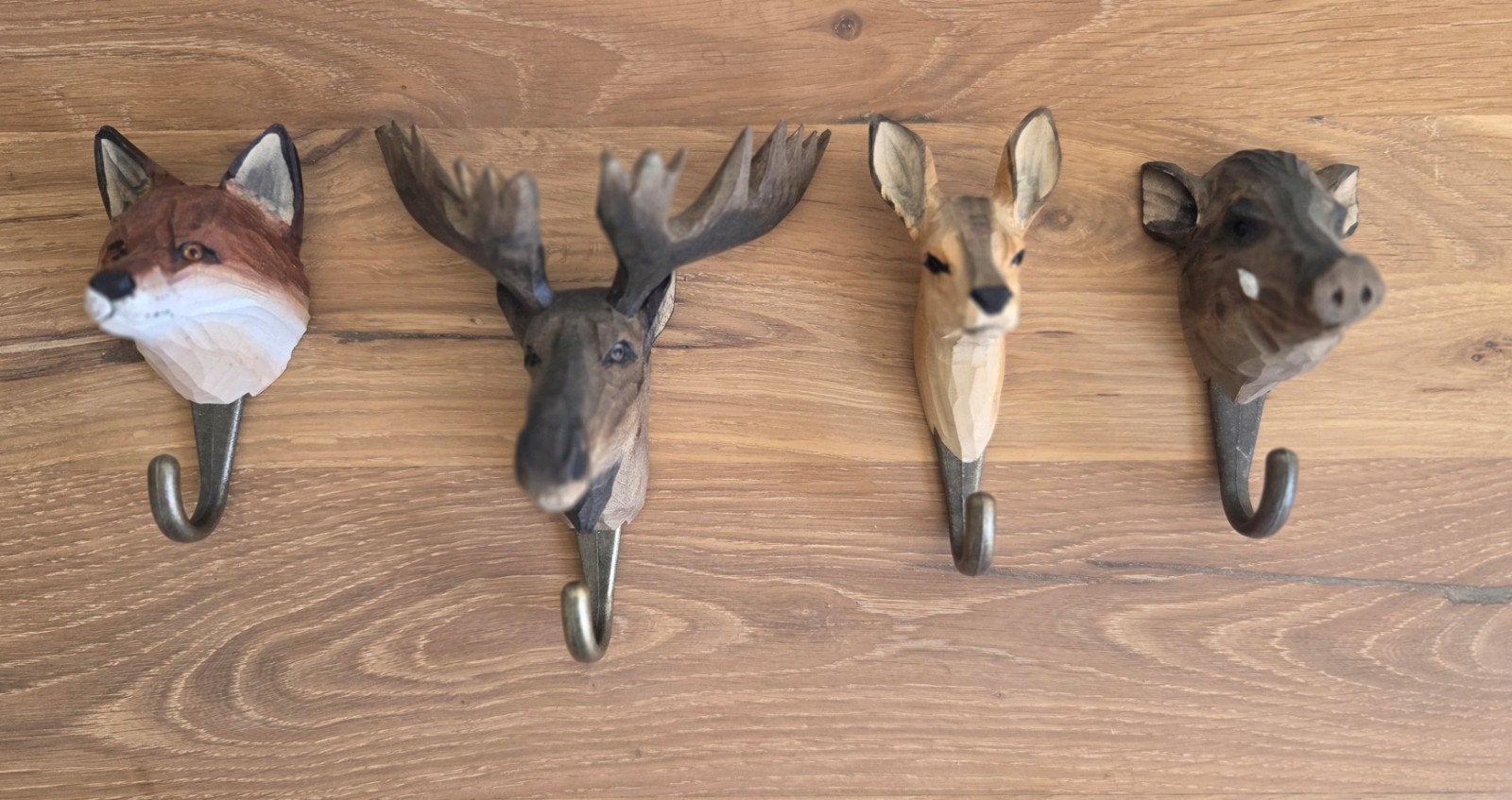 Wildlife Garden Haken: Hert, Vos, Wildzwijn, Eland nieuw, Huis en Inrichting, Woonaccessoires | Overige, Nieuw, Hout, Meerkleurig
