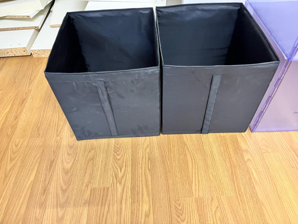 2x Zwarte Opbergdozen kallax expedit kast, Ophalen, Gebruikt