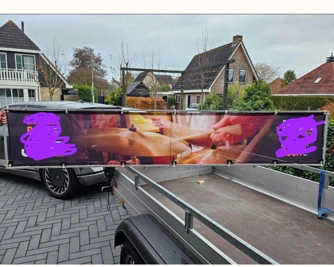 Frames voor reclamedoeken / sponsordoeken, Tuin en Terras, Ophalen, Gebruikt