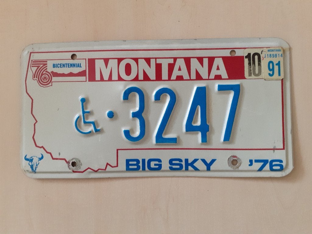 Kentekenplaat Montana Disabled Amerika usa., Ophalen of Verzenden, Gebruikt, Auto's