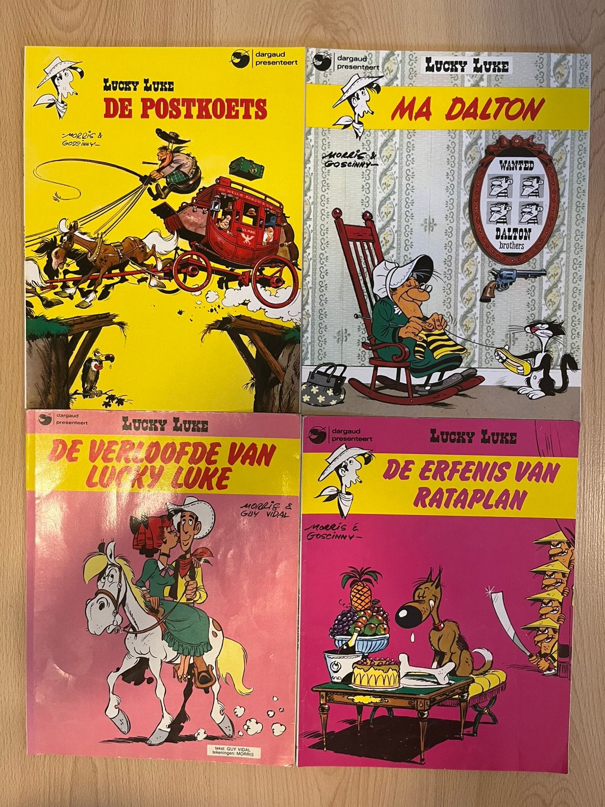 4 stripboeken Lucky Luke, Meerdere stripboeken, Ophalen of Verzenden, Gelezen