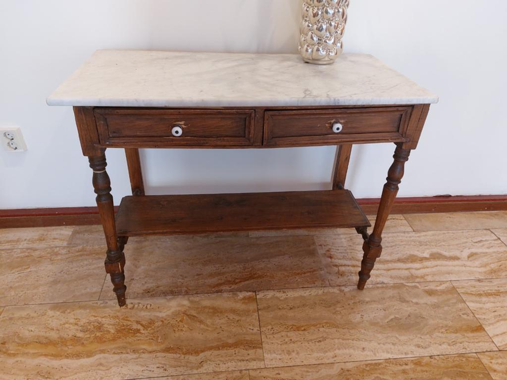 Vintage antieke side table, marmeren blad (Trumeau, empire), Antiek en Kunst, Ophalen