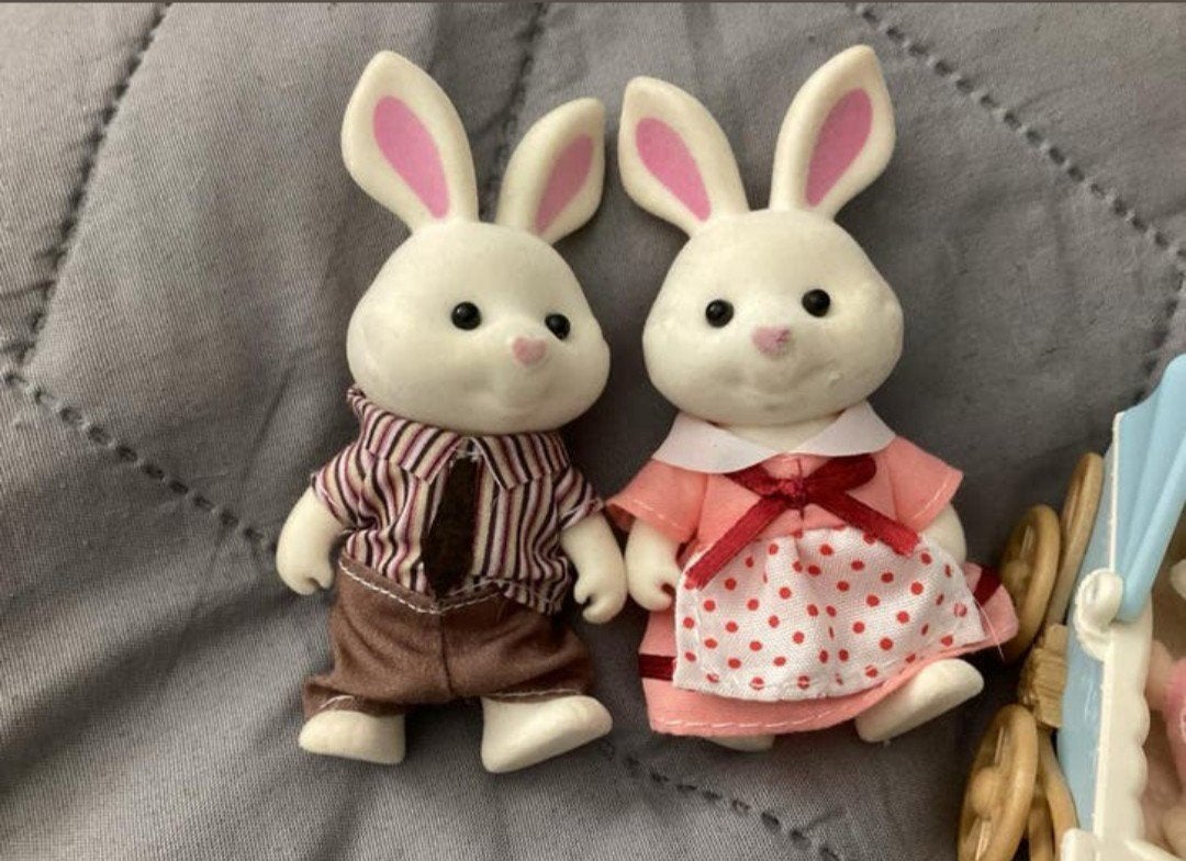 Sylvanian Families Konijnenfamilie met kinderwagen, Ophalen of Verzenden