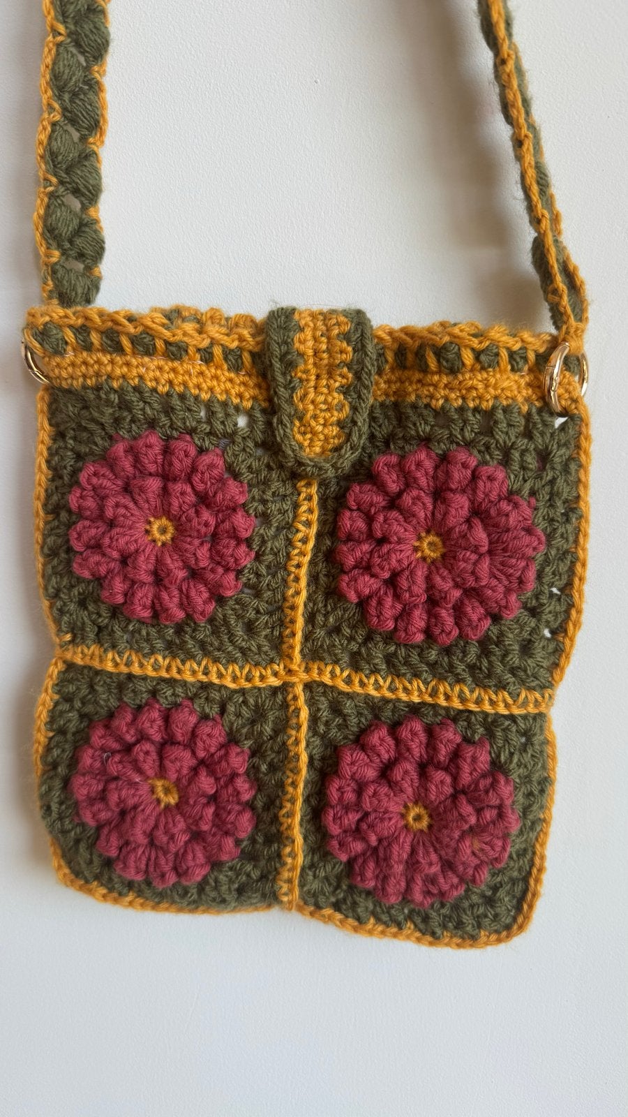 Gehaakte Schoudertasje met Bloemenpatroon, Sieraden, Tassen en Uiterlijk, Tassen | Damestassen, Ophalen of Verzenden, Nieuw, Groen