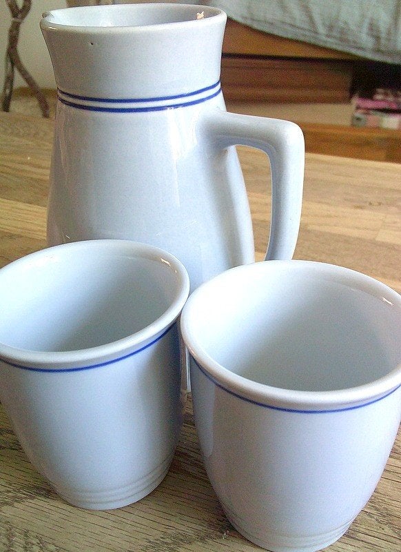 Vintage set Kan en bekers Lilien porzellan Oostenrijk '60, Ophalen of Verzenden