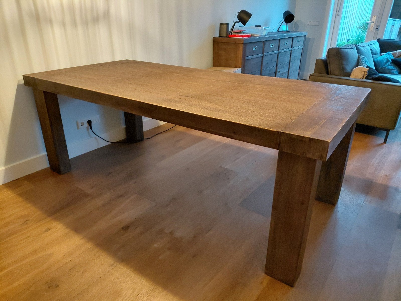 Eettafel acaciahout 210 x 100 x 77 cm, Huis en Inrichting, Tafels | Eettafels, 50 tot 100 cm, 200 cm of meer, Rechthoekig, Ophalen