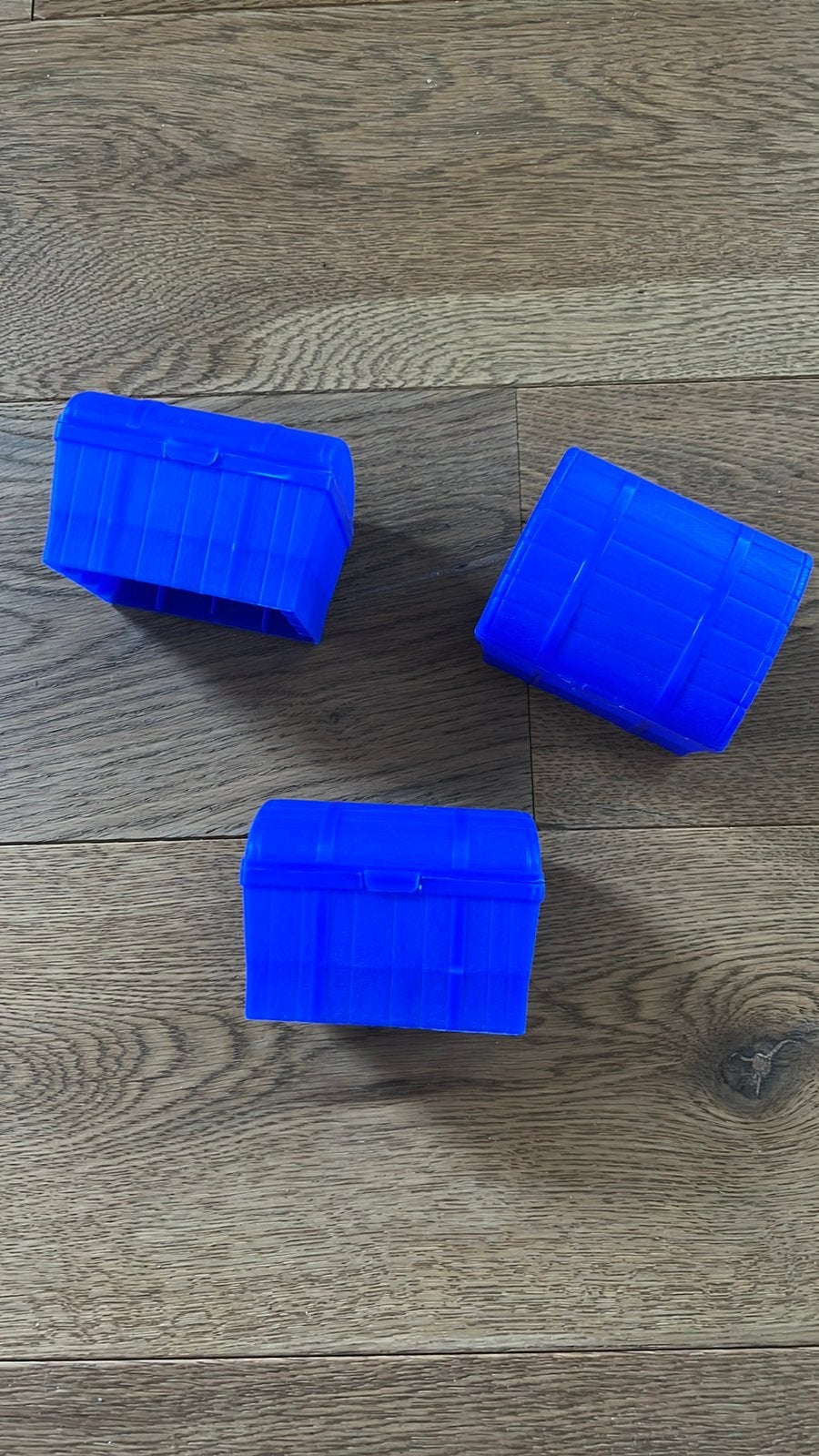 3 blauwe speelgoed schatkistjes gemaakt van plastic, Ophalen of Verzenden