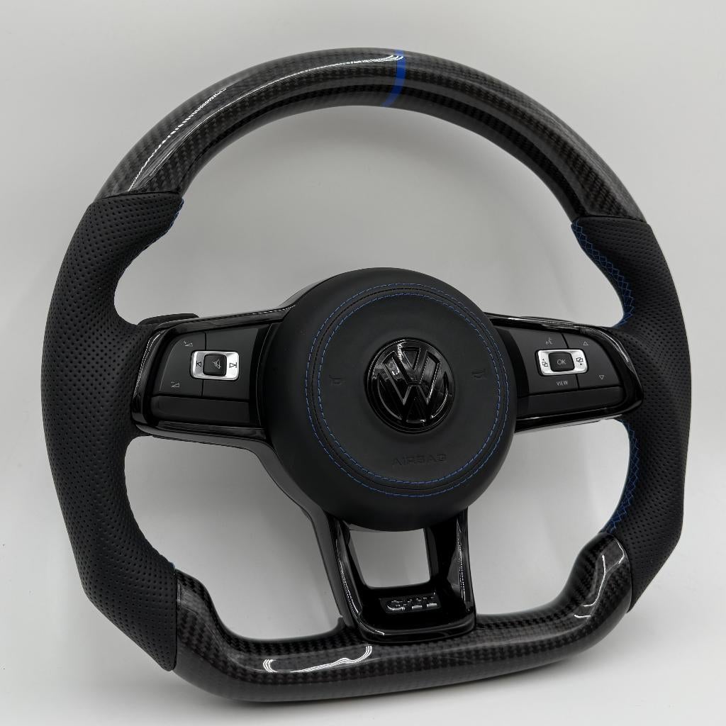 Volkswagen carbon stuur leer blauw Golf R GTI Polo upgrade, Volkswagen, ., Nieuw, Ophalen of Verzenden