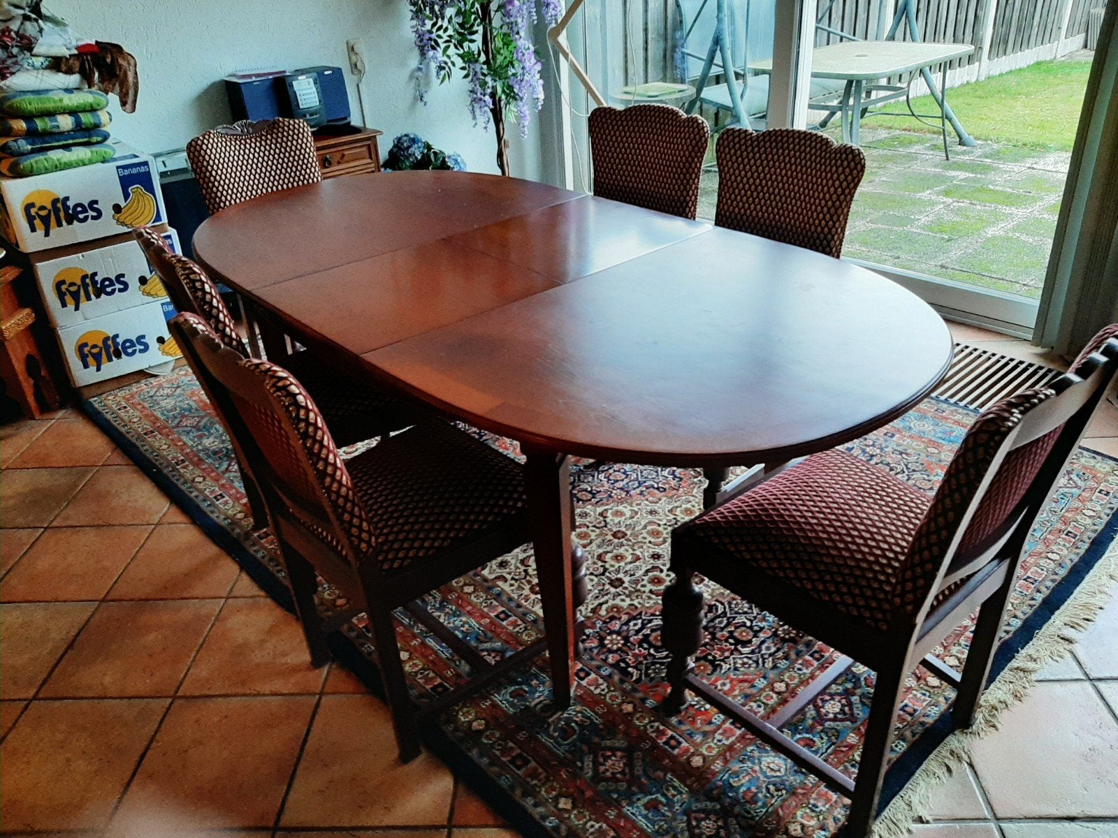 Ovale kersenhouten uitschuifbare eettafel, Gebruikt, 100 tot 150 cm, Vijf personen of meer, 150 tot 200 cm