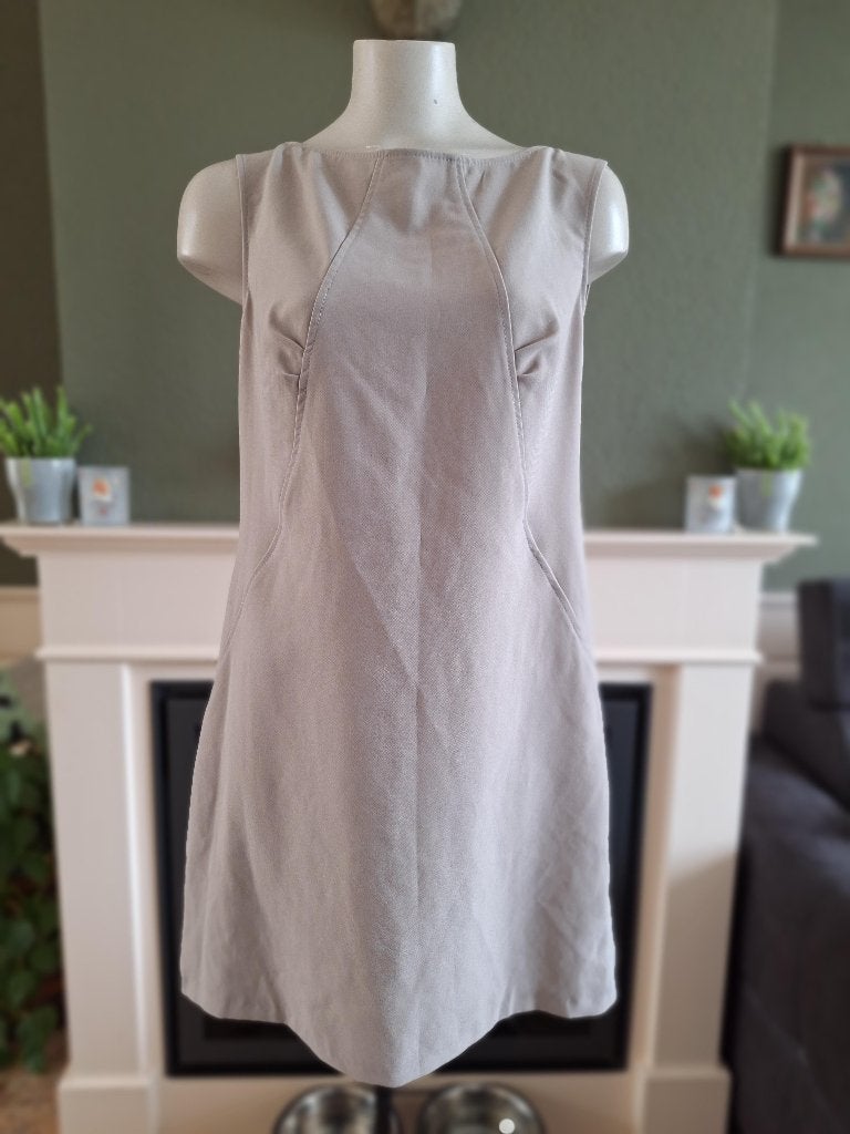 Sandro Ferrone beige grijs jurk 46 NL 44, Kleding | Dames, Verzenden, Beige, Zo goed als nieuw, Knielengte