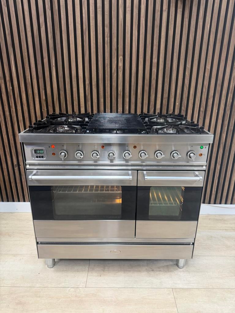 Mooie Rvs Boretti Gasfornuis 90 cm (Gratis bezorgen), Witgoed en Apparatuur, Ovens, 5258sh, Hete lucht, 60 cm of meer, Ophalen of Verzenden