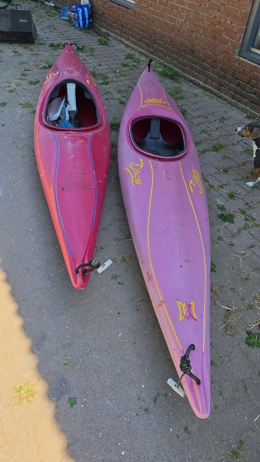 2 Kajacs met peddels en afdekhoezen, Watersport en Boten, Ophalen, Gebruikt
