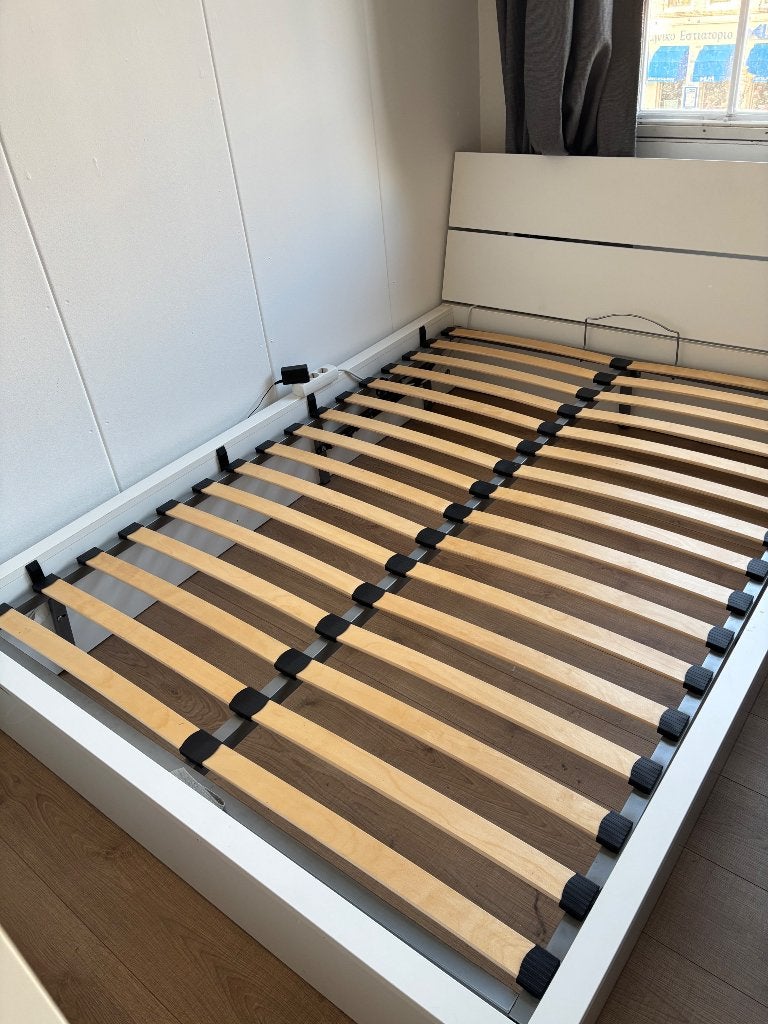 Bedframe tweepersoons met opbergruimte, Ophalen, Gebruikt, Wit, Tweepersoons