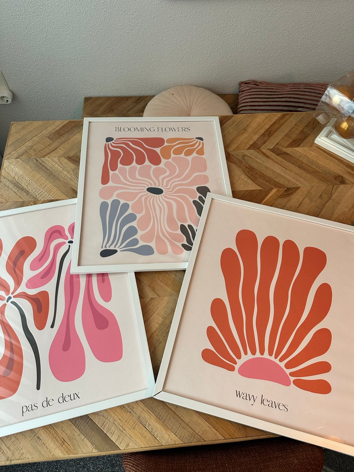 Set van 3 Matisse-geïnspireerde prints met witte lijsten, 50 – 75, Ophalen of Verzenden, 50 tot 75 cm, Print