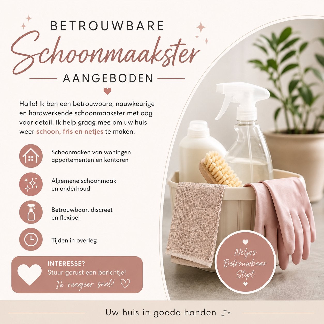 Schoonmaakster aangeboden!!