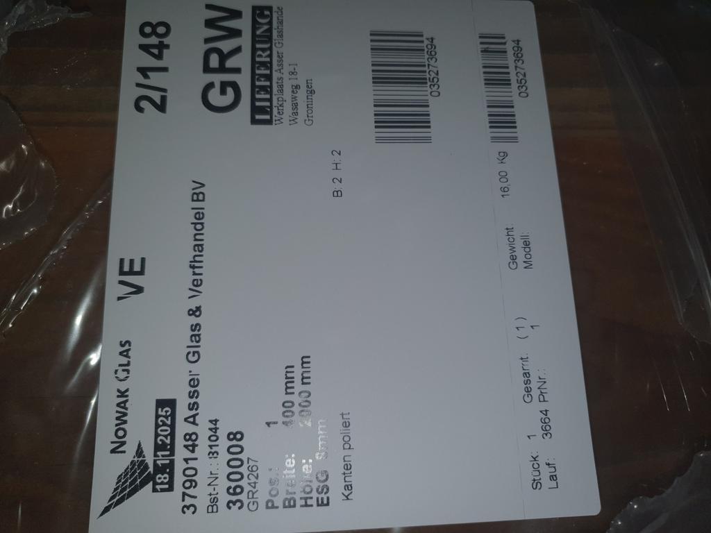 Gehard glas 200cmx40cmx 0.8 cm, Ophalen, Nieuw, Glasplaat, 160 cm of meer