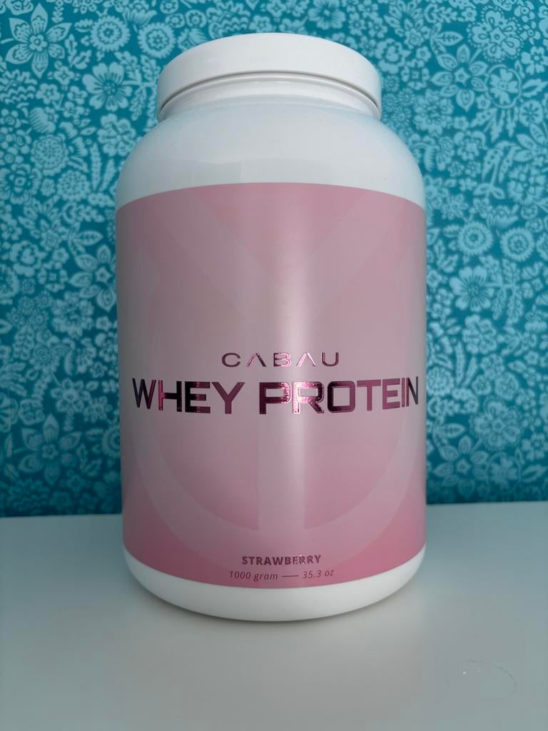 Cabau Whey Proteïne Aardbei - 1000 gram, Sport en Fitness, Fitnessmaterialen, Zo goed als nieuw, Overige typen, Ophalen of Verzenden