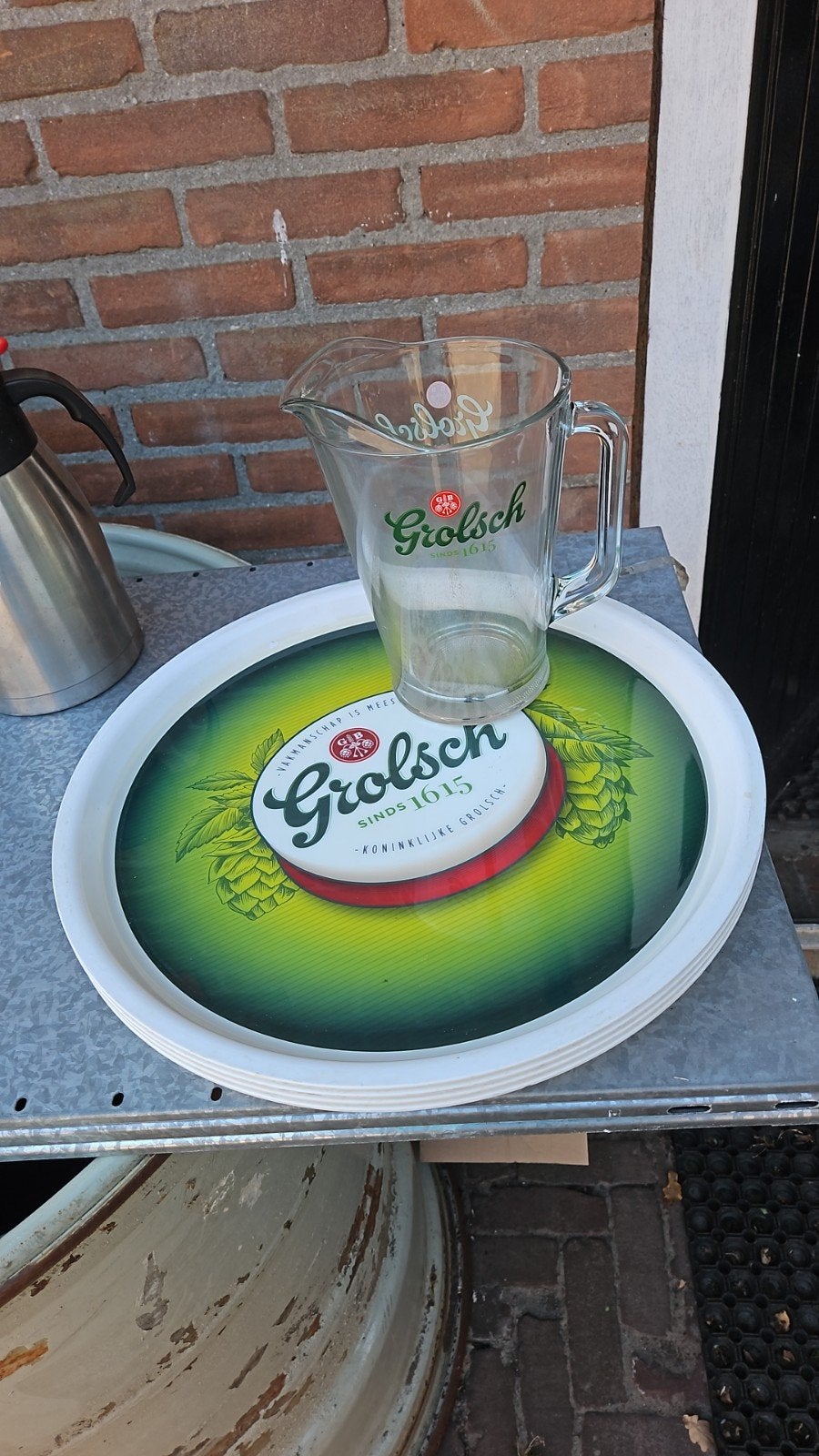 Grolsch bierkan en dienbladen, Ophalen of Verzenden, Grolsch