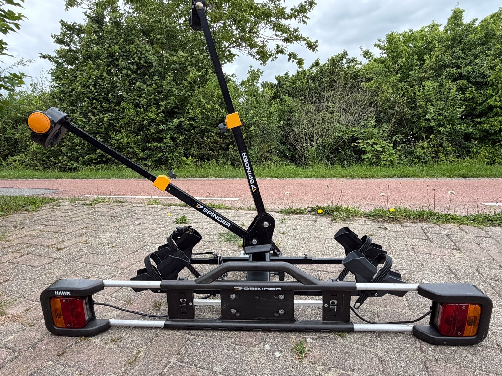 Spinder Hawk Fietsendrager voor racefietsen en normale fiets, Ophalen, 2 fietsen, Gebruikt, Trekhaakdrager