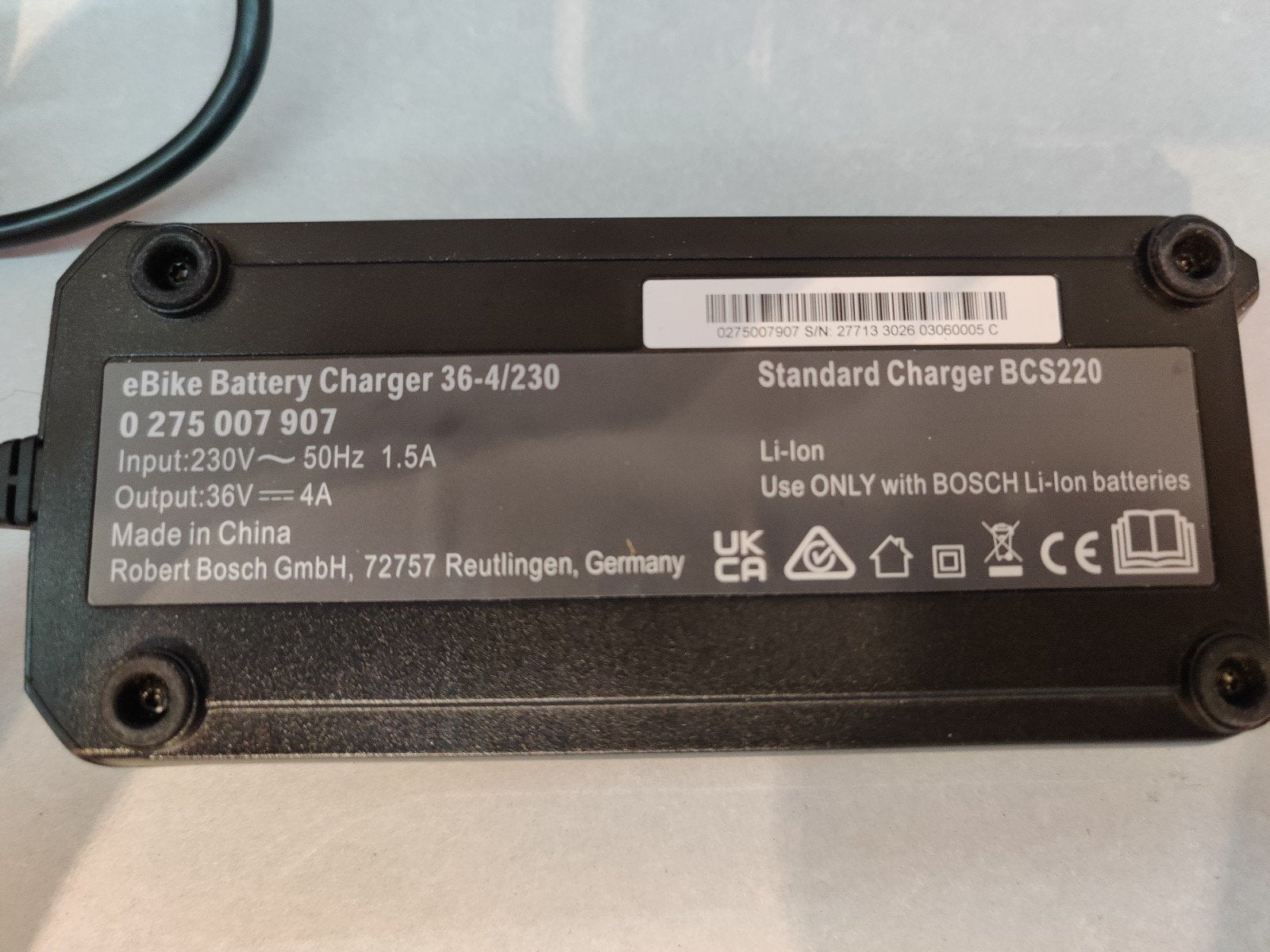 Bosch eBike Standard Oplader 36V 4A, Ophalen of Verzenden, Zo goed als nieuw
