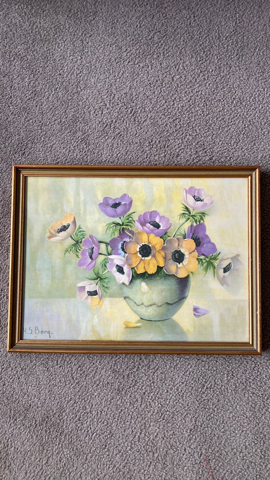 Anemonen schilderijtje hs Schallenberg, Antiek en Kunst, Kunst | Schilderijen | Klassiek, Ophalen of Verzenden