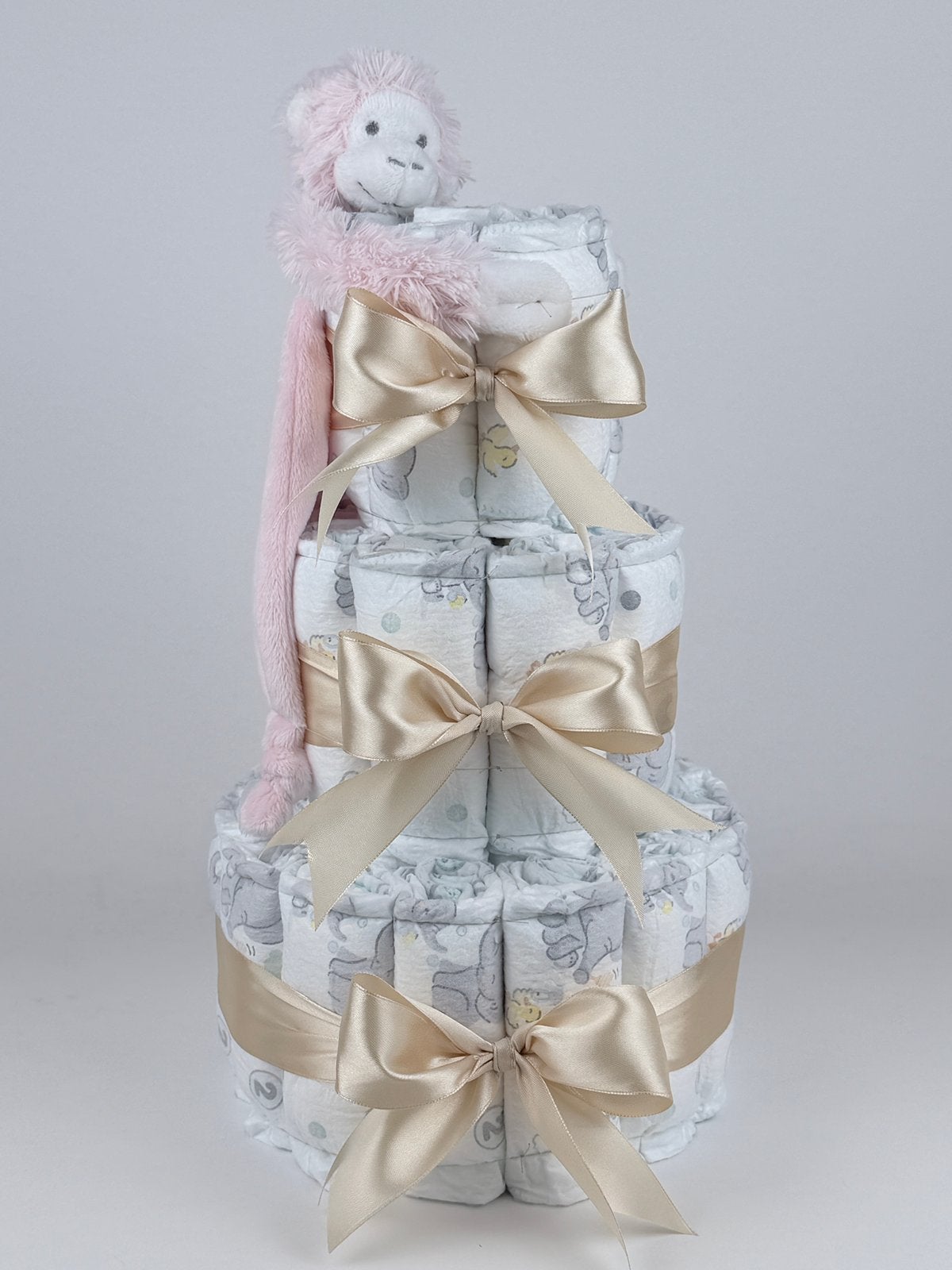 Luiertaart meisje happy horse tut aap mickey pink beige, Kinderen en Baby's, Ophalen of Verzenden, Nieuw, Kraamcadeau