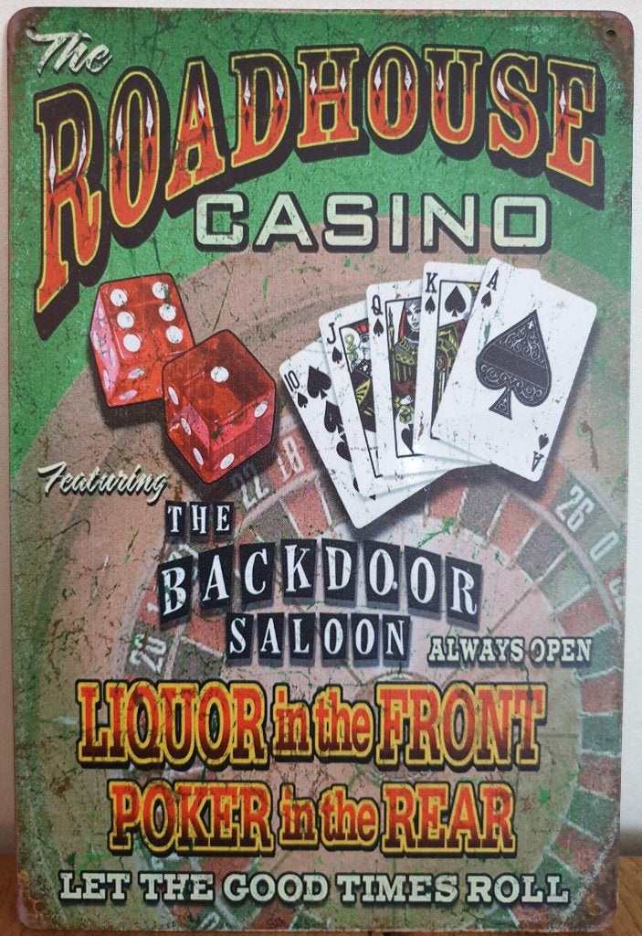 Roadhouse Casino kaarten reclamebord van metaal wandbord, Info@deconoord.nl, Deco Noord, Nieuw, Ophalen of Verzenden