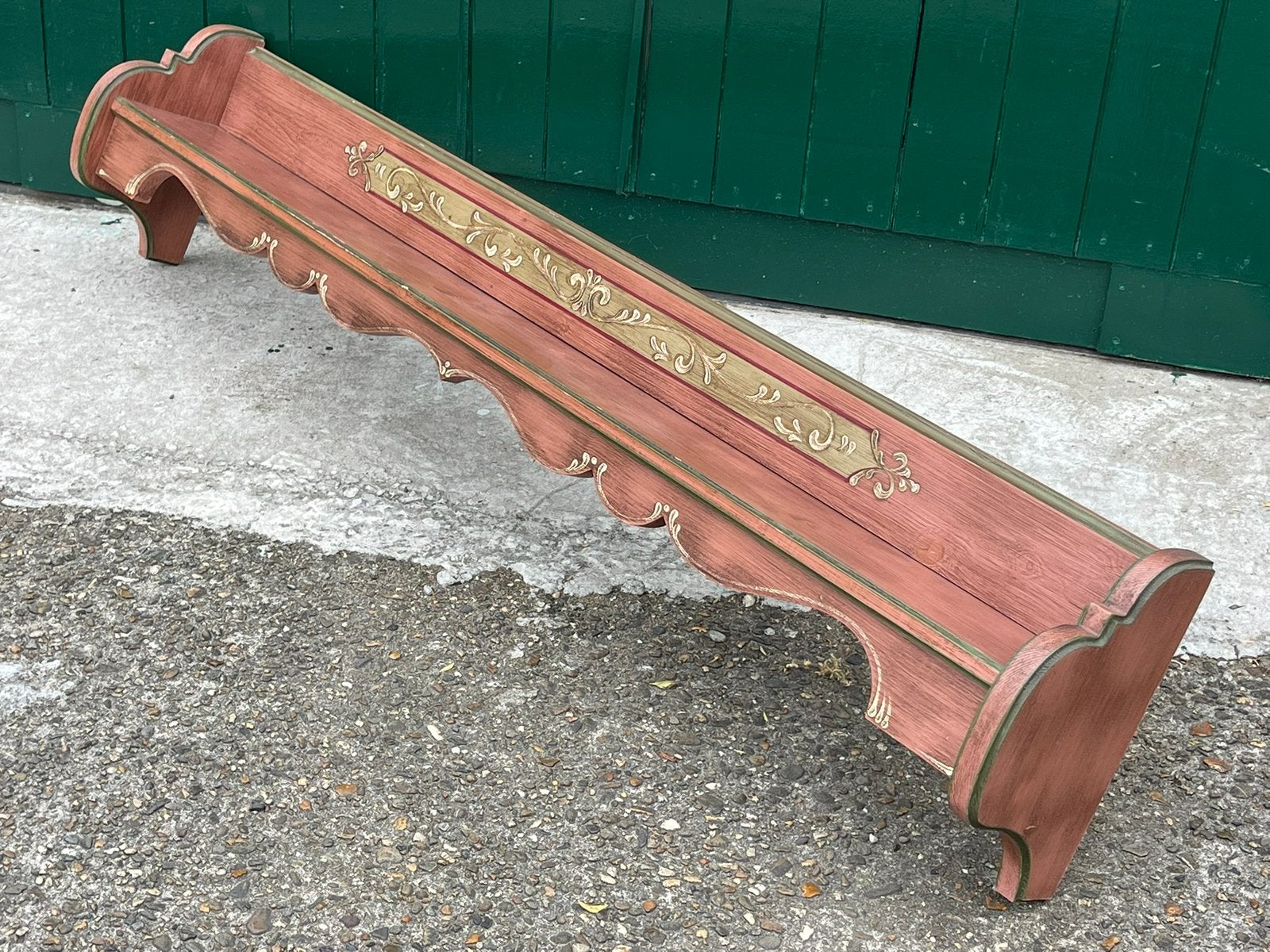 Vintage Voglauer XL wandplank handbeschilderd oudrose, Ophalen, Gebruikt