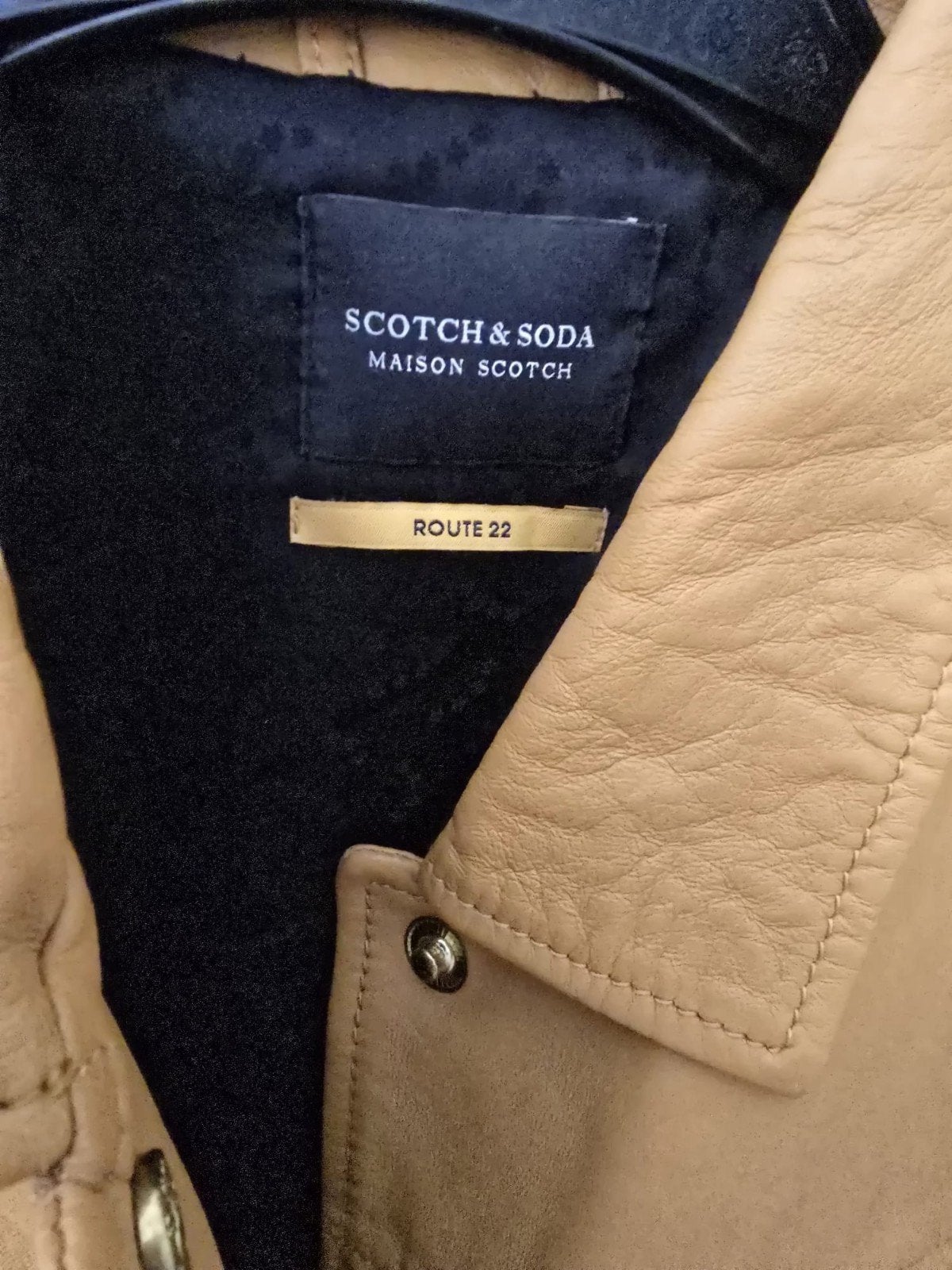 Scotch & Soda Leren Jas met Sterren - Zo goed als nieuw, Bruin, Scotch & Soda, Zo goed als nieuw, Ophalen