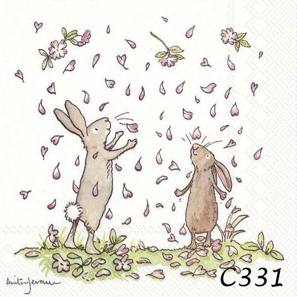 Servetten decoupage/bullet journal – hazen I love you C331, Verzenden, Nieuw