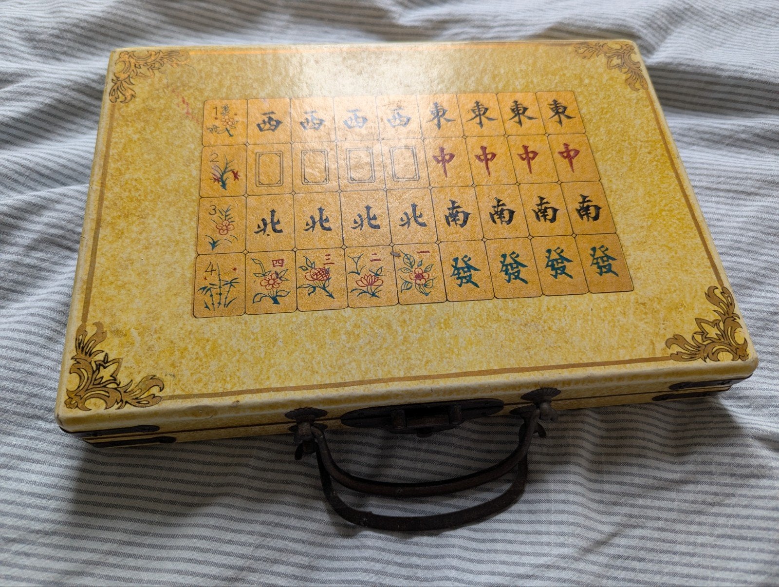 Antiek mahjong spel van bamboe en bot, Verzamelen, Ophalen of Verzenden