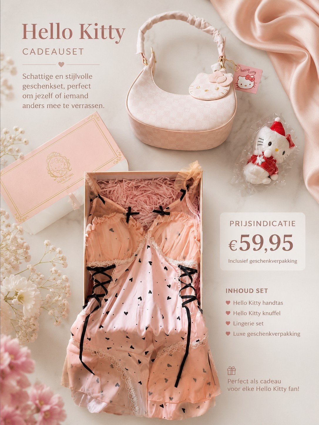 Hello Kitty cadeau set, Hello Kitty, Ophalen of Verzenden, Roze, Nachtkleding