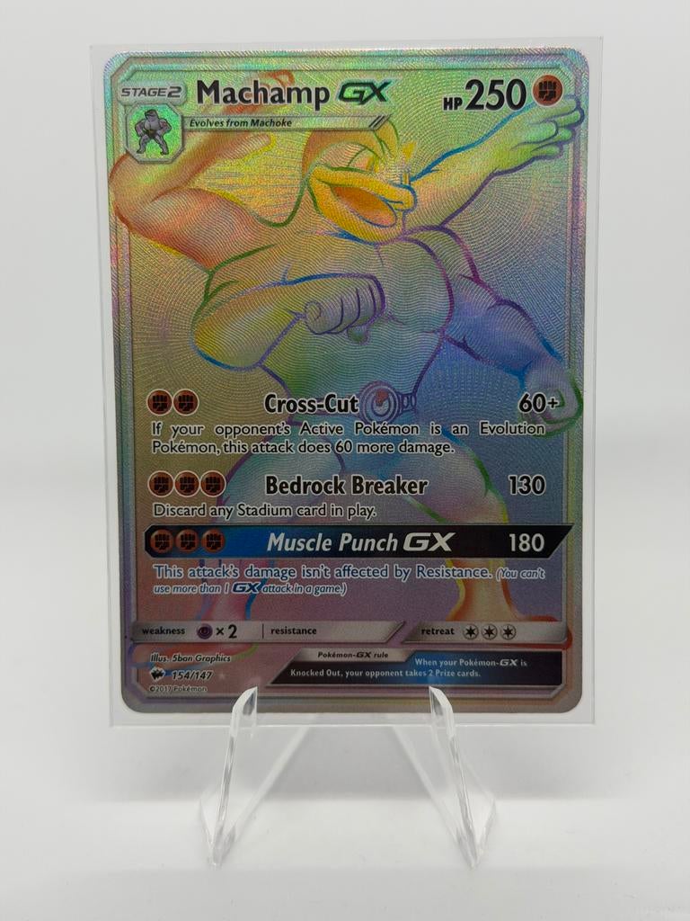 Machamp GX | Burning Shadows | 154/147 | Excellent Conditie, Ophalen of Verzenden, Zo goed als nieuw, Losse kaart, Foil