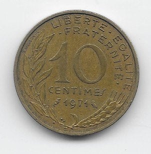 Frankrijk 10 centimes 1971 KM# 929, Verzenden, Frankrijk, Losse munt