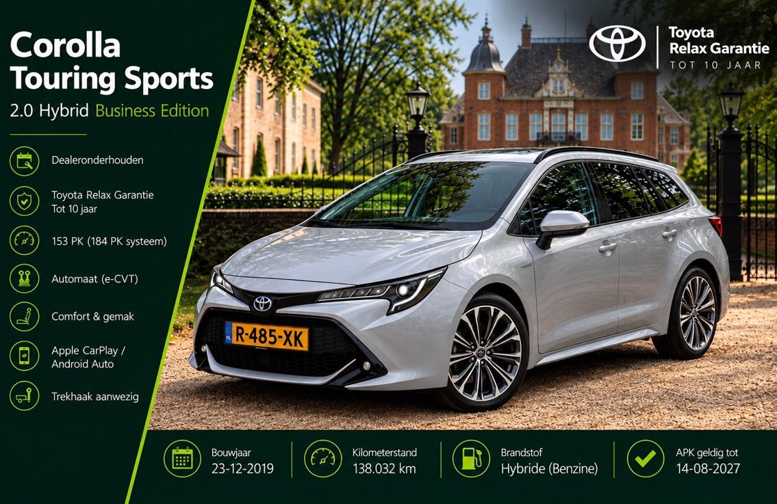 Toyota Corolla TS 2.0 Hybrid 184pk CVT 2019 Toyota Garantie, Auto's, 1345 kg, 450 kg, 750 kg, Stationwagon