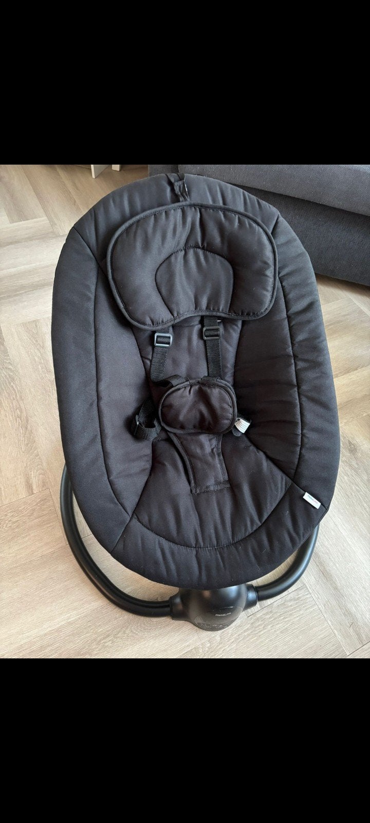 MamaLoes Noud Zwart Elektrische Babyschommel, Ophalen of Verzenden, Zo goed als nieuw
