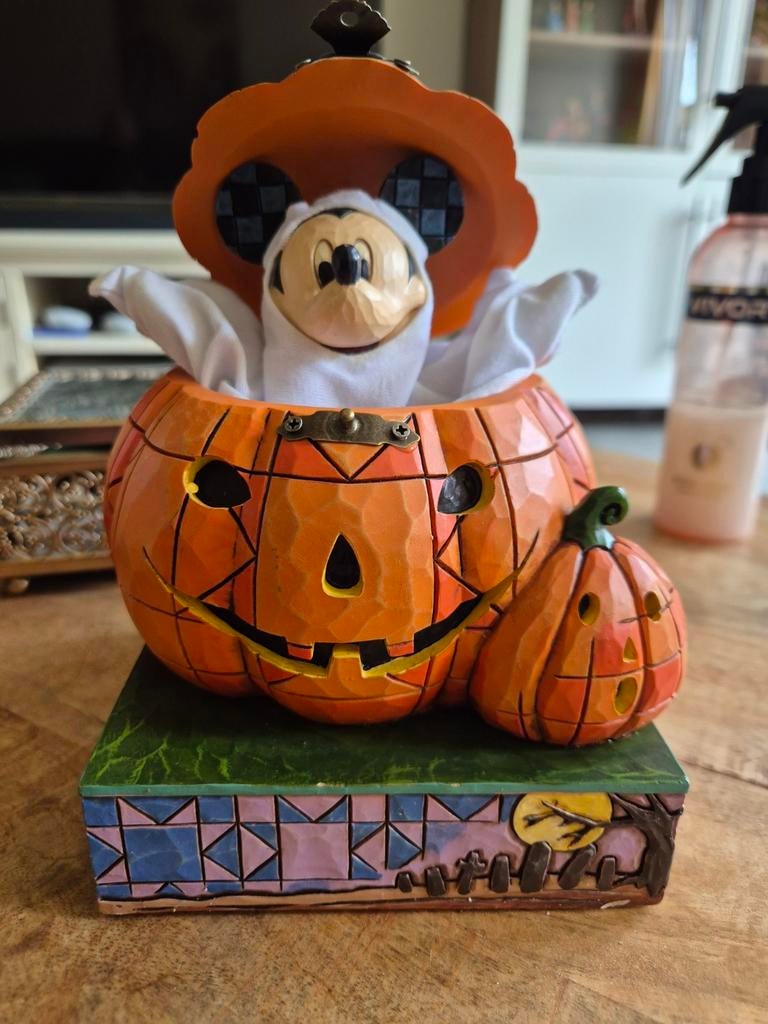 Jim Shore Mickey Mouse Halloween Pompoen Beeldje Retired, Verzamelen, Disney, Ophalen of Verzenden