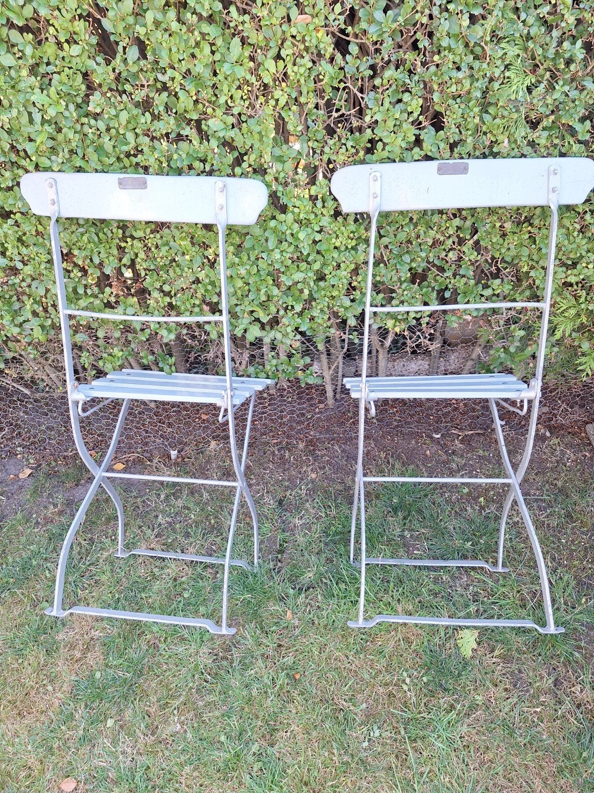 Antiek Franse cafestoeltjes, Tuin en Terras, Tuinstoelen, Ophalen, Gebruikt, Metaal, Inklapbaar
