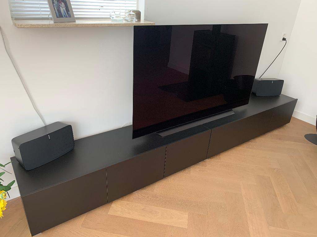Zwarte TV-meubel, Ophalen, Zo goed als nieuw, 200 cm of meer, Minder dan 100 cm
