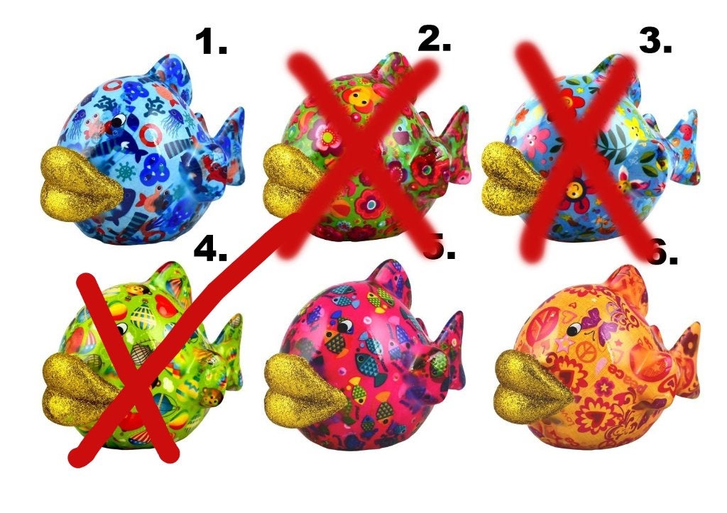 Pomme Pidou spaarpot vis Kelly met glitter lippen, -, Nieuw, Ophalen of Verzenden, Steen, Aardewerk of Keramiek