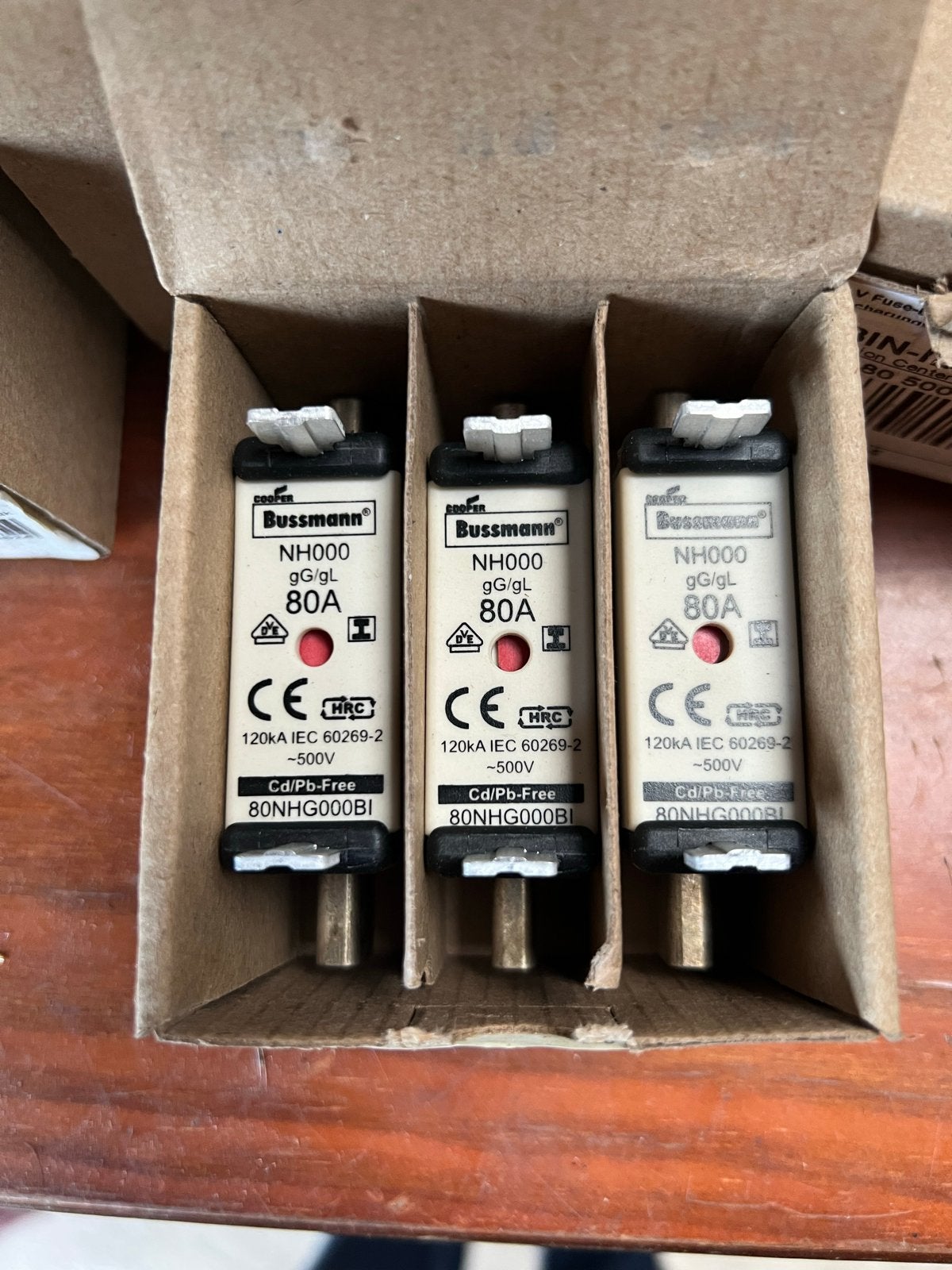 Bussmann NH000 gG/gL 80A Zekeringen (3 stuks), Ophalen, Nieuw, Overige typen