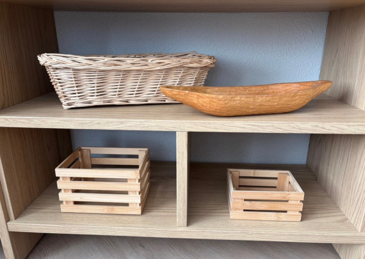 4 rieten houten mandjes speelgoed grapat grimm’s ostheimer, Ophalen of Verzenden, Zo goed als nieuw, Rechthoekig, Riet